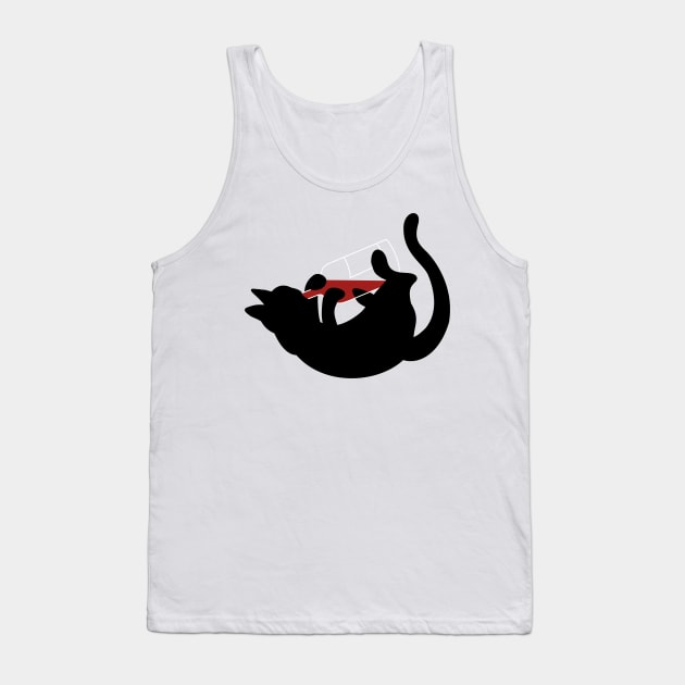 Black Cat & Red Wine - Drinking Kitty Tank Top by GiuliaM